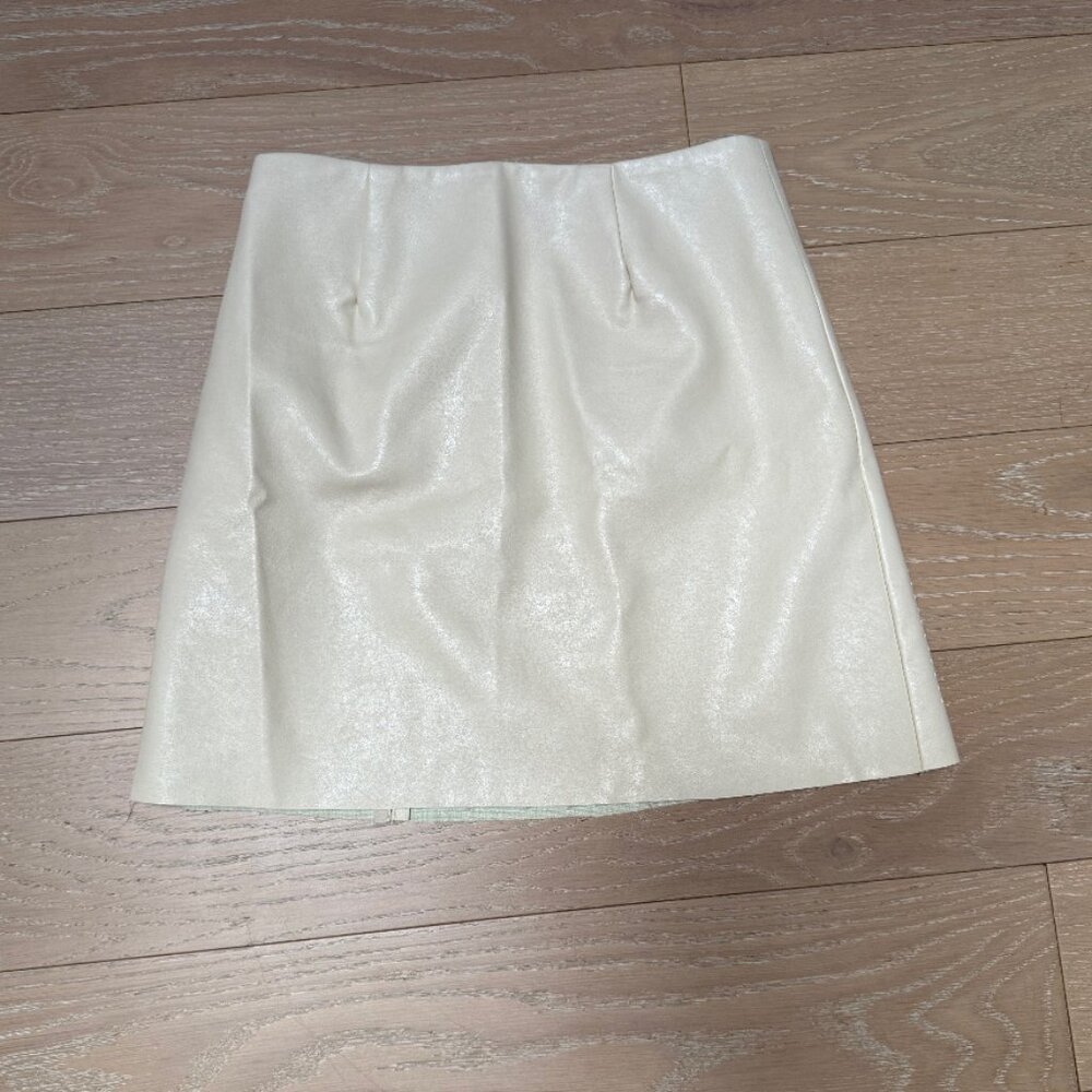 Ayla Pleather Skirt (Cream/Tan) - Size XS